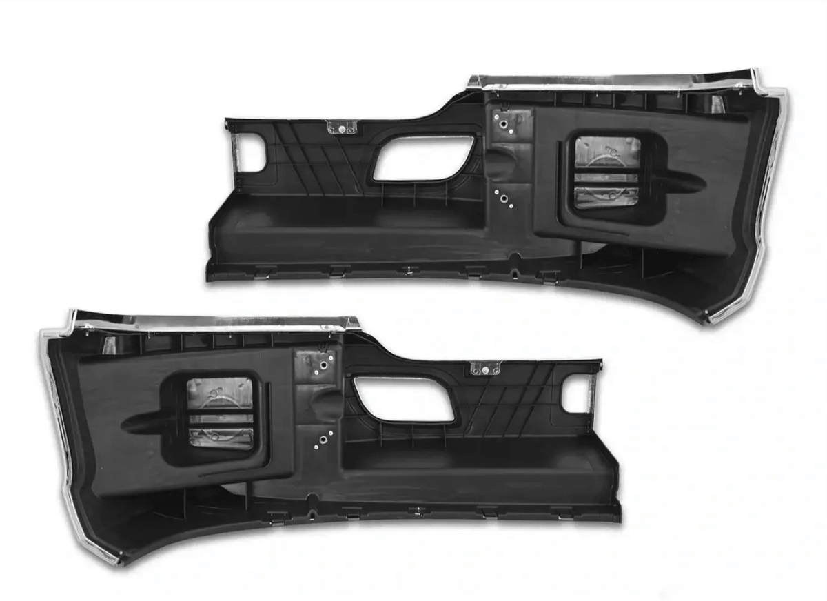 Kozak Bumper Chrome Plastic Extension Corners (Driver Left & Passenger Right Side) Pair SET for Kenworth T680 - Tacoma Parts Corporation