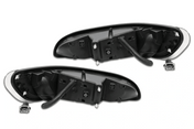 KOZAK Black LED Headlights Pair (Driver Left & Passenger Right Side) for PETERBILT 330 335 384 386 387 PLUS Logo, Windshield Wipers and Vest