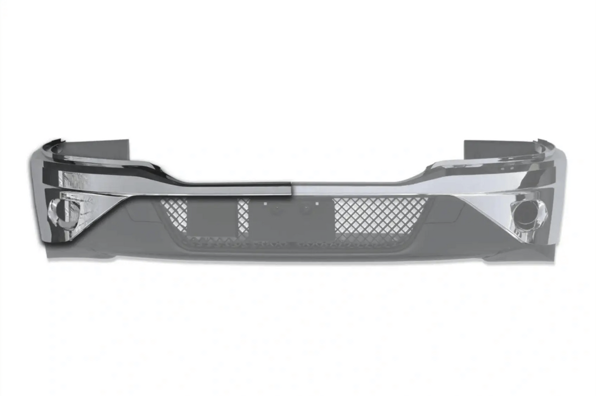 Kozak Chrome Bumper Cover Without Fog LAMP Hole (Passenger Right Side) for Kenworth T680 Next GEN 2022 2023+ Plus Logo, 2x22 Windshield Wipers and KOZAK Vest
