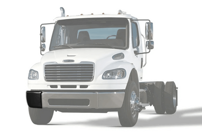 Kozak Steel Black Bumper Corner Passenger (Right) Side compatible with Freightliner M2 Business Class 106 112 03-12 PLUS Logo, 2x 22" Windshield wipers, License Plate Frame and Vest