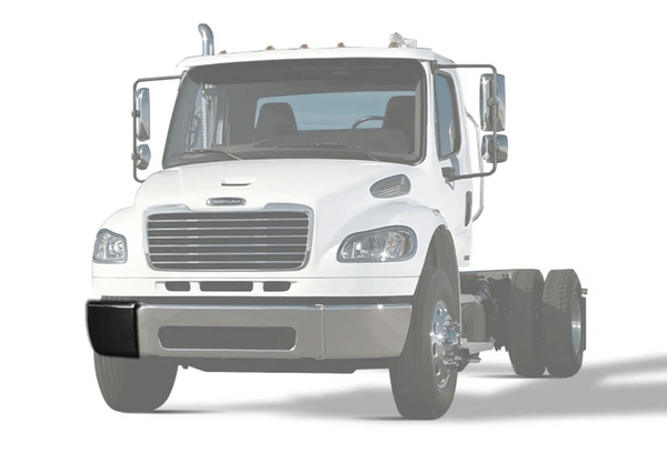 Kozak Steel Black Bumper Corner Passenger (Right) Side compatible with Freightliner M2 Business Class 106 112 03-12 PLUS Logo, 2x 22" Windshield wipers, License Plate Frame and Vest
