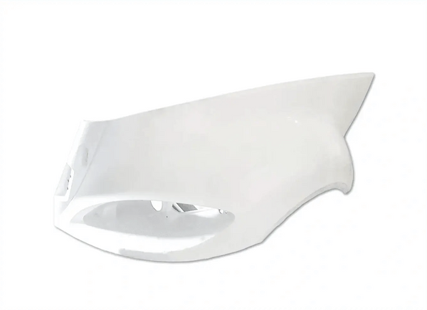 Kozak Fiberglass Hood Fender (Left Driver Side) with Chrome Hood Mirror Pair for International Prostar 2006-2017 Passenger Right Side Plus Logo, 2x22 Windshield Wipers, License Plate Frame and Vest