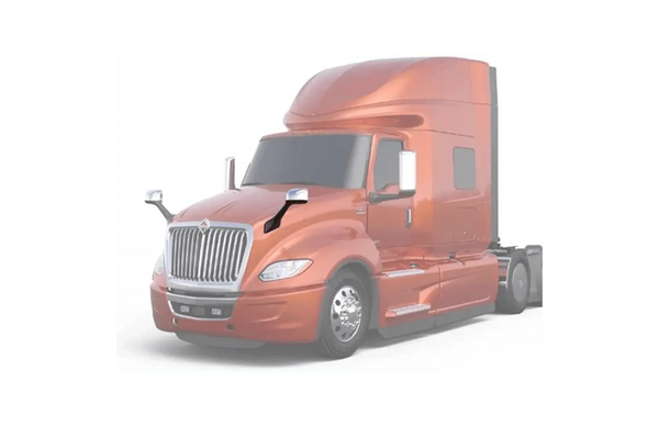 KOZAK Chrome Hood Mirror (Left Driver Side) compatible with International LT625 Trucks PLUS International Logo, Windshield Wipers, Frame License Plate and KOZAK Vest