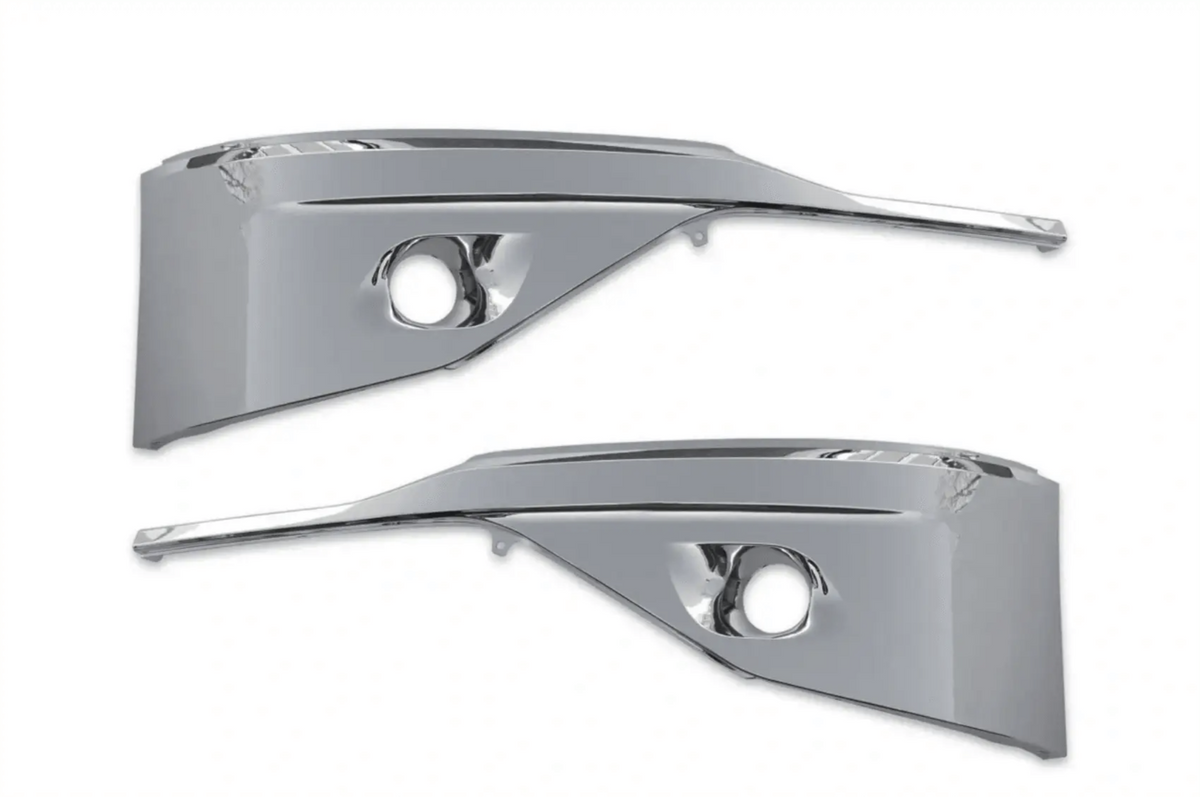 Kozak Chrome BUMPER COVERS with FOG LAMP HOLE PAIR SET (Driver Left and Passenger Right Side) for KENWORTH T680 NEXT GEN 2022 2023+ PLUS Logo, 2x22" Windshield Wipers and KOZAK Vest