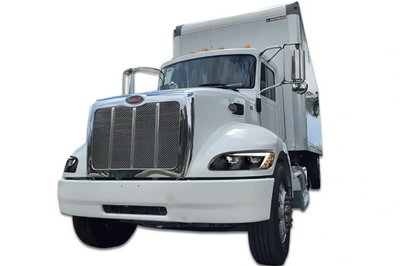 KOZAK Black LED Headlights Pair (Driver Left & Passenger Right Side) for PETERBILT 330 335 384 386 387 PLUS Logo, Windshield Wipers and Vest