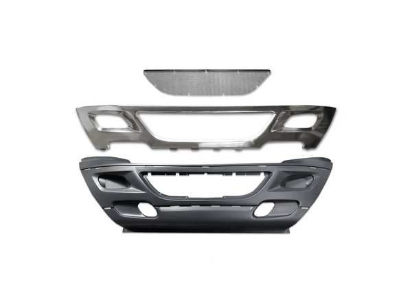 KOZAK Replacement PLASTIC Center Bumper Cover with Stainless Steel Trim and Grille Screen for International Prostar 2008-2015 PLUS Logo, Wipers, License Plate Frame and KOZAK Vest