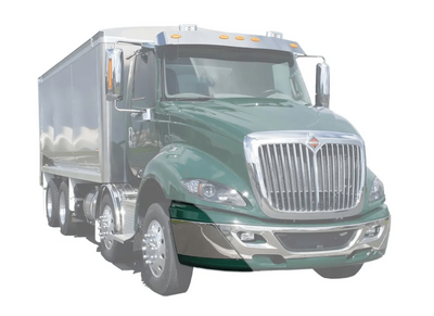 KOZAK PLASTIC Bumper End Cap with Chrome Trim Right Passenger Side for International Prostar 2008-2015 PLUS International Logo, Windshield Wipers and KOZAK Vest