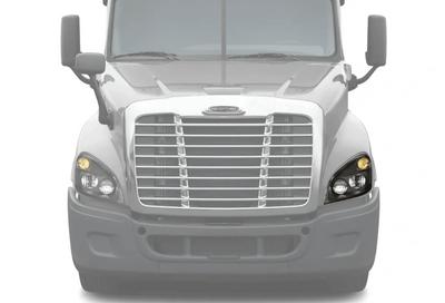 KOZAK Projector Replacement HEADLIGHTS BLACKOUT FULL LED - Left Driver Side For Freightliner Cascadia 2008-2017 PLUS Logo, 2x 22" Wipers, License Plate Frame, Vest