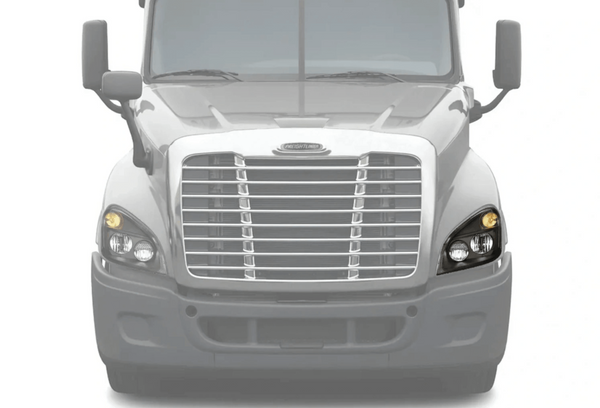 KOZAK Projector Replacement HEADLIGHTS BLACKOUT FULL LED - Left Driver Side For Freightliner Cascadia 2008-2017 PLUS Logo, 2x 22" Wipers, License Plate Frame, Vest