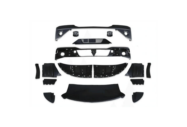 Kozak Plastic COMPLETE BUMPER PAINT with FOG LAMP HOLE + LED Fog Light- Pair Set (Left and Right Side) for KENWORTH T680 NEXT GEN 2022 2023+ PLUS Kenworth Logo, 2x22" Windshield Wipers and KOZAK Vest