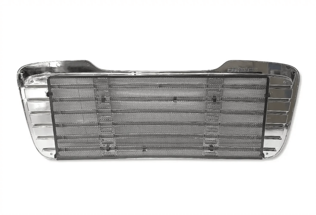 KOZAK Replacement Chrome Front Grille A1714787001 for Freightliner M2 2003-2015 - Freightliner Replacement Parts - PLUS Logo, 2x22" Wipers, License Plate Holder and Vest
