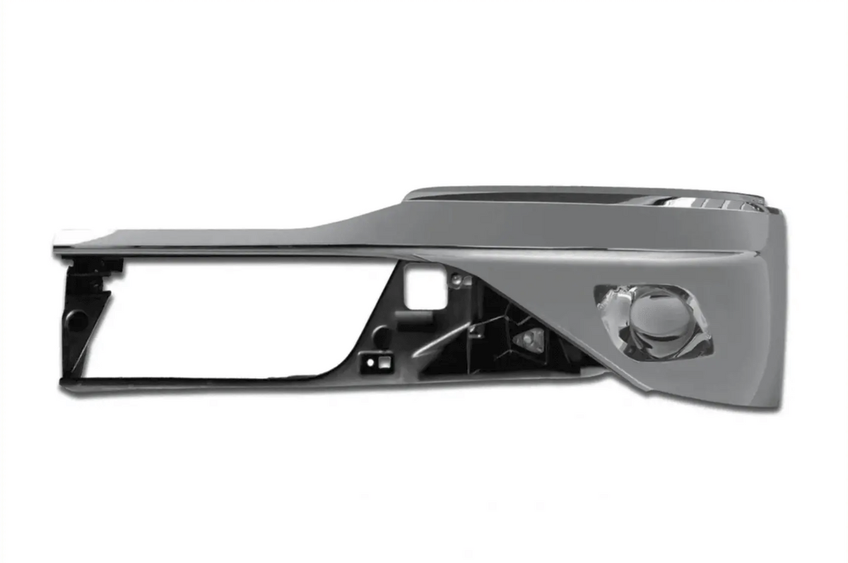 Kozak BUMPER CORNER Chrome without FOG LAMP HOLE (Driver Left Side) SET for KENWORTH T680 NEXT GEN 2022 2023+ PLUS Logo, 2x22" Windshield Wipers and KOZAK Vest