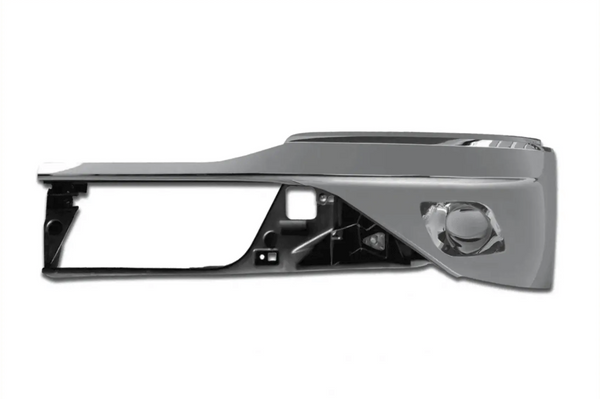 Kozak BUMPER CORNER Chrome without FOG LAMP HOLE (Driver Left Side) SET for KENWORTH T680 NEXT GEN 2022 2023+ PLUS Logo, 2x22" Windshield Wipers and KOZAK Vest