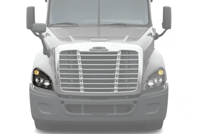 KOZAK Projector Replacement HEADLIGHTS BLACKOUT FULL LED - Passenger Right Side For Freightliner Cascadia 2008-2017 PLUS Logo, 2x 22 Wipers, License Plate Frame, Vest