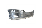 KOZAK Chrome STEEL 16" Bumper with Fog Lamp Hole + LED Fog Light Lamp Set with Halo Ring DLR Black for New Freightliner Cascadia 2018+ PLUS Logo, 2x 22" Windshield Wipers, License Plate Frame and Vest