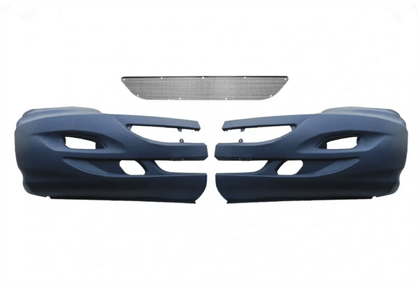 KOZAK Replacement Bumper With Fog Lights Holes (Left Driver Side and Right Passenger Side) with Brackets International Prostar Trucks PLUS International Logo Emblem, 2x 22" Windshield wipers and Kozak Vest
