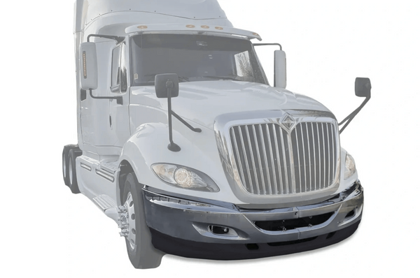 KOZAK PLASTIC Bumper SET With Fog Lights Holes & Chrome Trim SET (Left Driver & Right Passenger Side) with Brackets For International Prostar Trucks PLUS Logo, 2x Wipers, License Plate Frame and Vest
