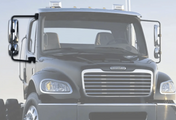 KOZAK Chrome Door Mirror Assembly with Arm Right Passenger For Freightliner Columbia M2 Semi Truck PLUS Freightliner Logo, 2x22" Windshield wipers and KOZAK Reflective Vest
