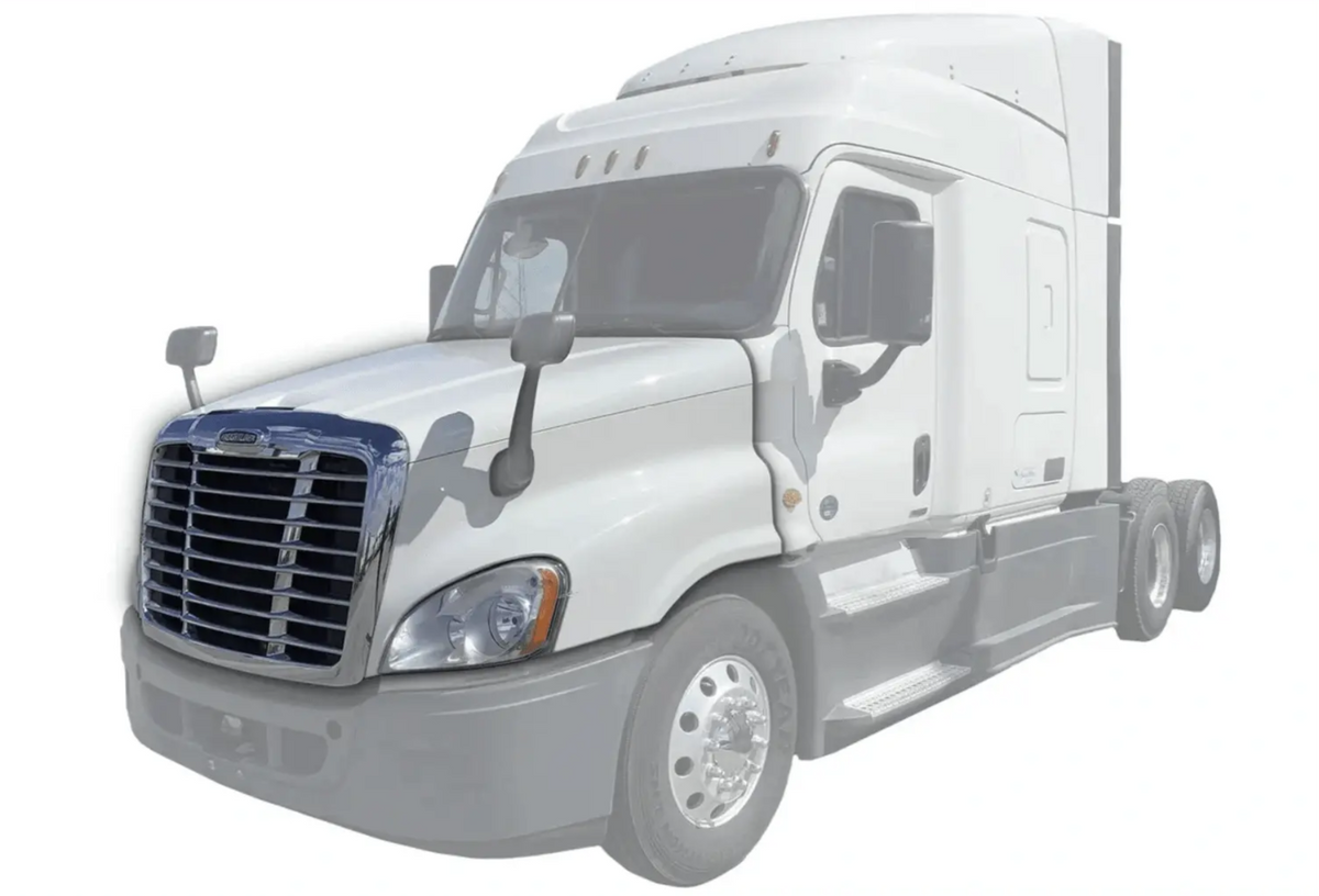 KOZAK Hood Long With Chrome grille and Headlight set For Freightliner Cascadia 2008-2018 125" BBC PLUS Freightliner Logo, 2x22" Windshield Wipers, License Plate Frame and Vest