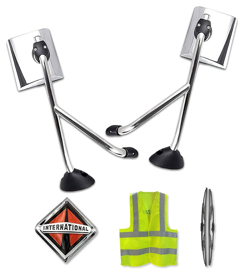 Towing Hood Mirrors Chrome Pair International Durastar - 