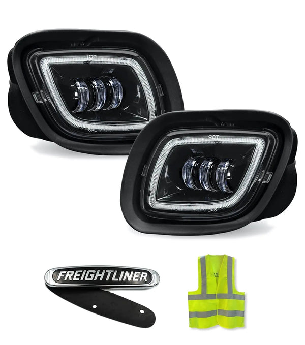 Full LED Projector Fog Lights Black Pair Freightliner Cascadia 2008-2017 - 