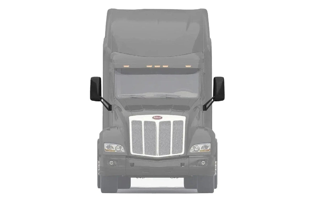 Kozak Black Replacement Door Mirrors with Arms Left [Driver] and Right [Passenger] Side Compatible With Peterbilt 579 Semi Trucks PLUS Logo, Kozak Vest and 2x22 inch Windshield wipers