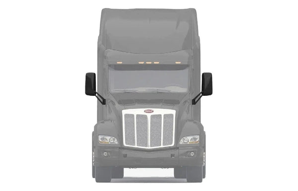 Kozak Black Replacement Door Mirrors with Arms Left [Driver] and Right [Passenger] Side Compatible With Peterbilt 579 Semi Trucks PLUS Logo, Kozak Vest and 2x22 inch Windshield wipers