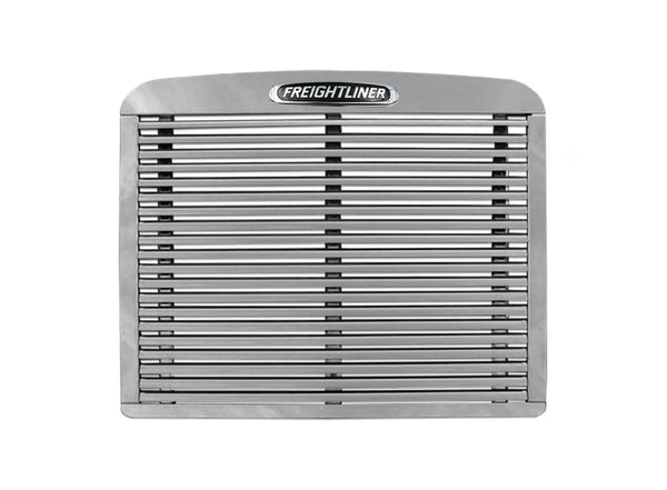 Stainless Steel Grille Compatible with Freightliner FLD 120 1992-2003 PLUS 2x 22" Windshield Wipers, Freightliner Logo, and KOZAK Reflective Vest