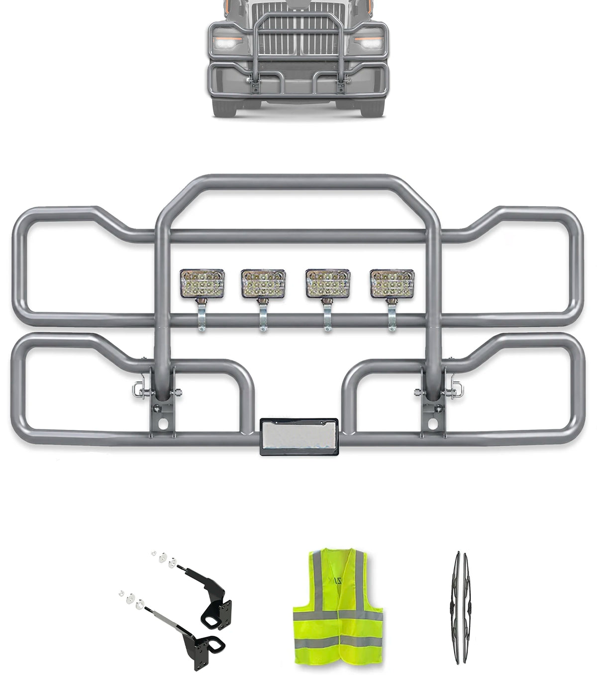Gray Front Grille Deer Moose Bumper Guard 2023+ Western Star 57X Set-Back