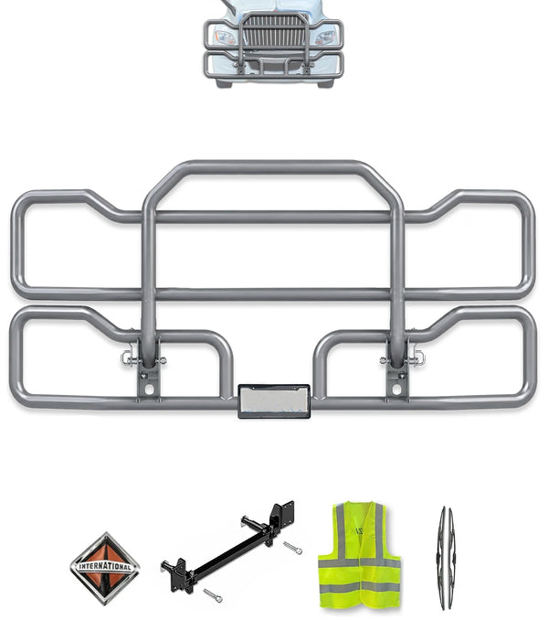 Gray Front Grille Deer Moose Bumper Guard 2018+ International LT625