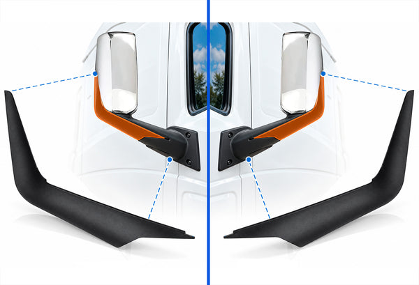 Door Mirror Arm Bottom Covers Black Set 2018-2024 Freightliner Cascadia 126 116