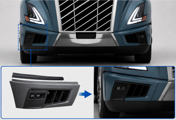 Bumper Corner, End Cap, Bezel and Fog Lamp Set Passenger 2025+ Volvo VNL New