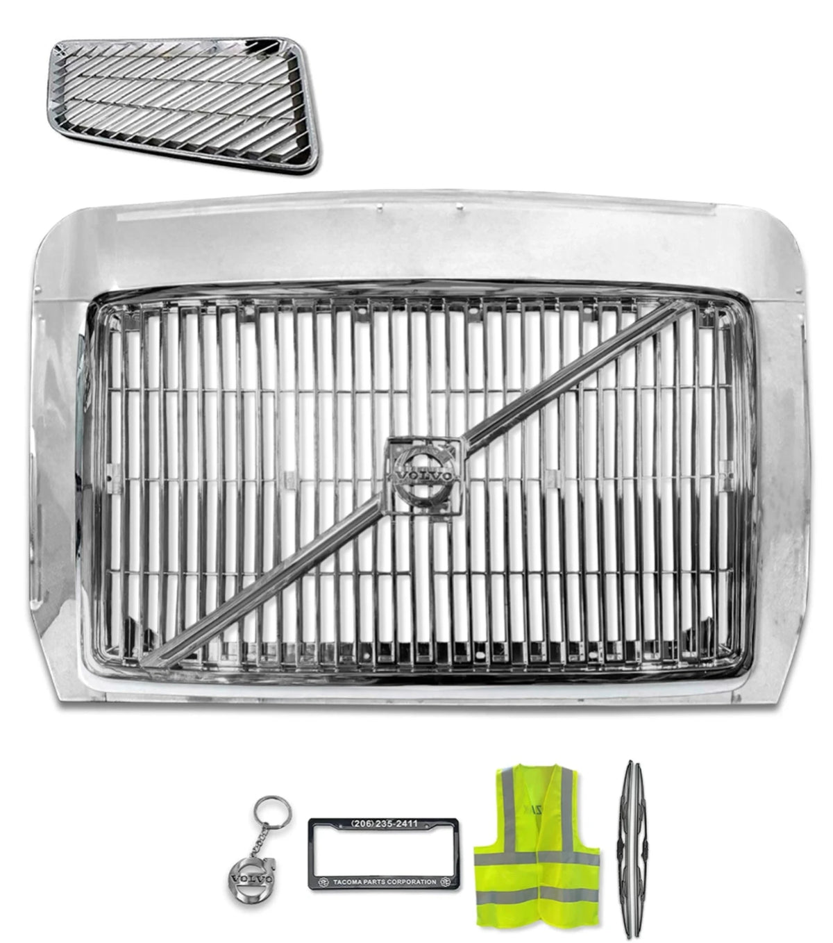 Front Grille with Bug Deflector Frame Chrome 1996-2003 Volvo VN VNL VNM