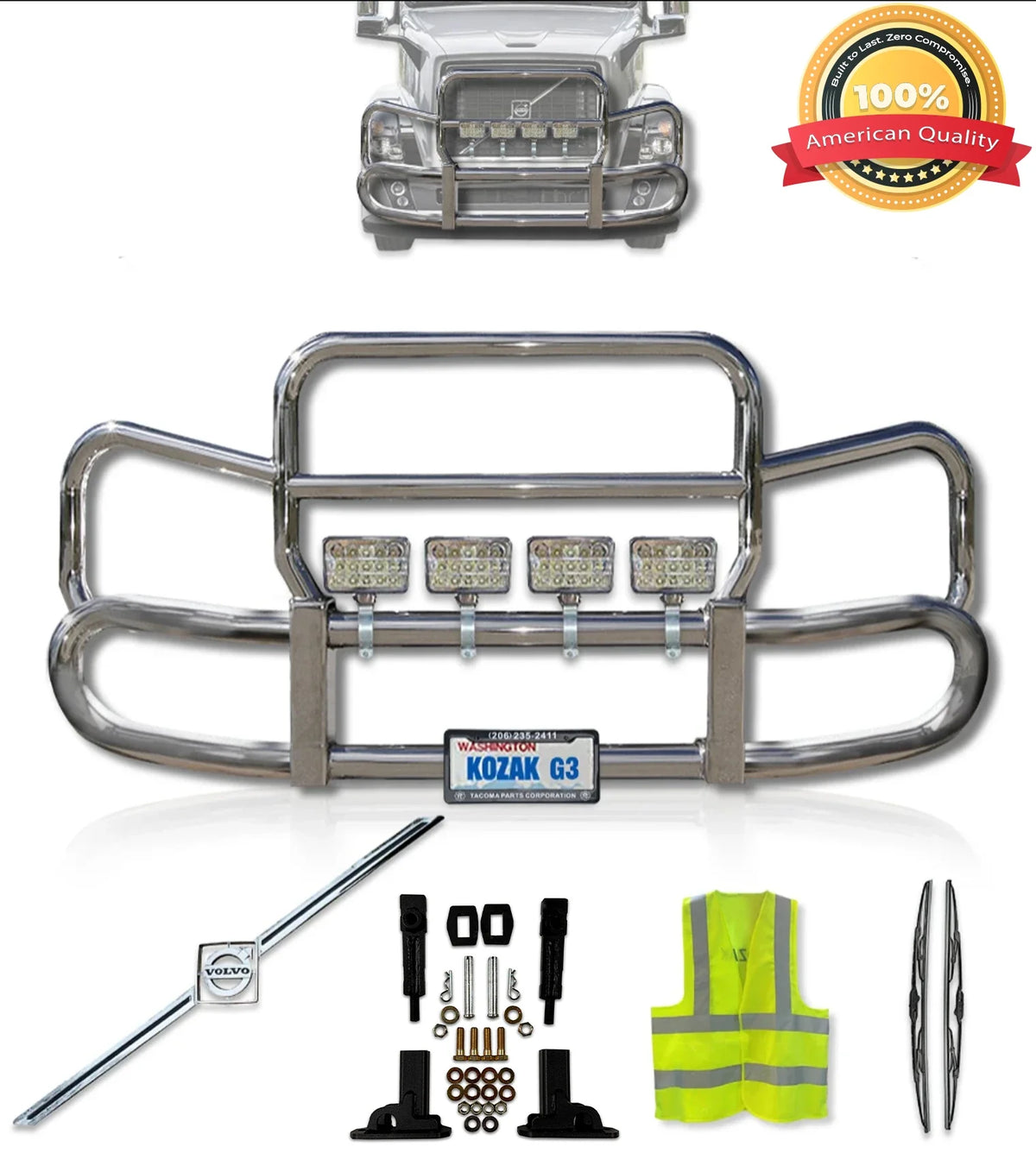 Front Steel Grille Deer Guard Herd 300 2004-2017 Volvo VNL 630 670 730 780