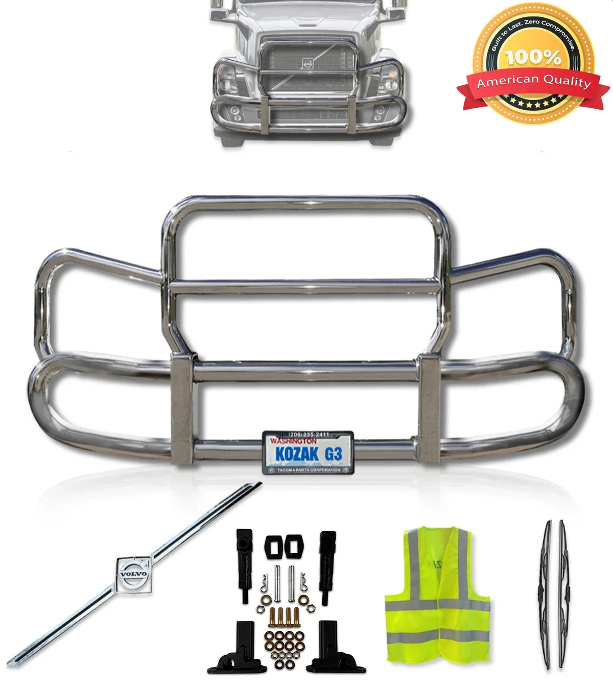 Front Steel Grille Deer Guard Herd 300 2004-2017 Volvo VNL 630