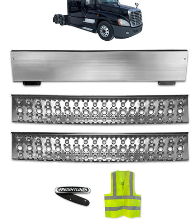Steps 37.5" & Step Skirt of Front Side Fairing Aluminum Metal Set Passenger 2008-2017 Freightliner Cascadia 125