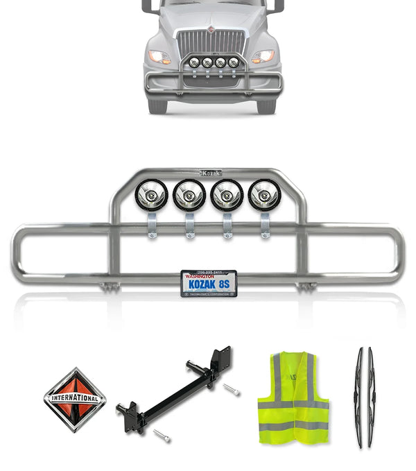 Front Grille Guard Chrome International LT LT625 (Plastic Bumper)
