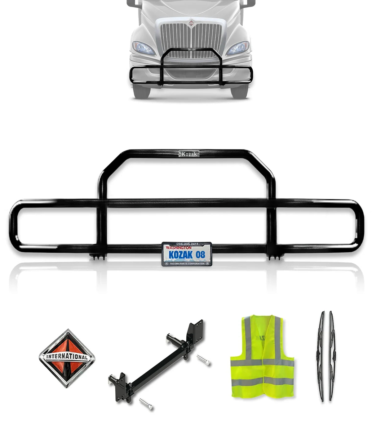 Front Grille Guard Black 2008+ International Prostar