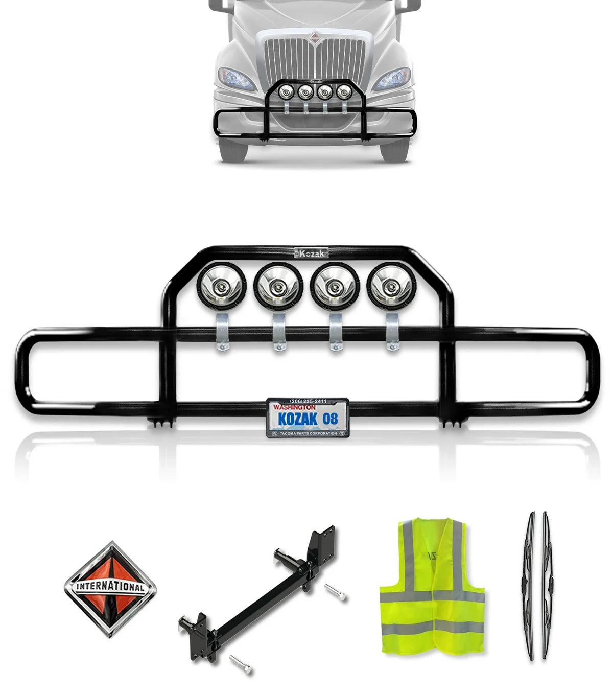 Front Grille Guard Black 2008+ International Prostar