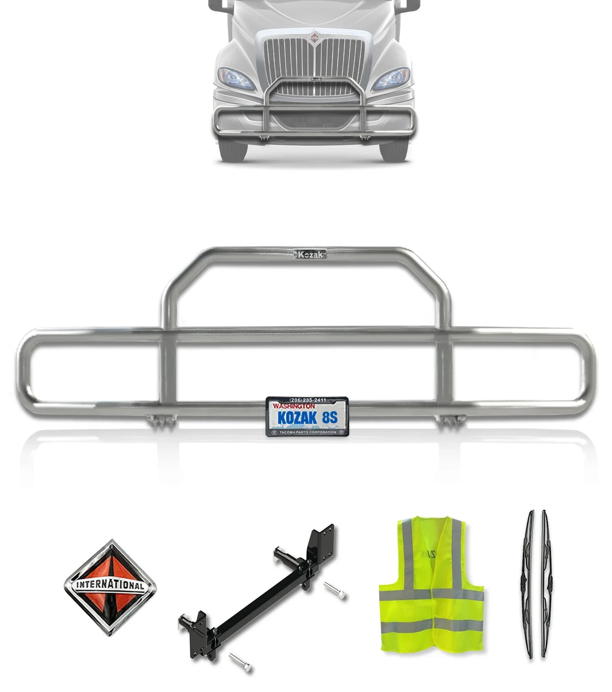 Front Grille Guard Chrome 2008+ International Prostar