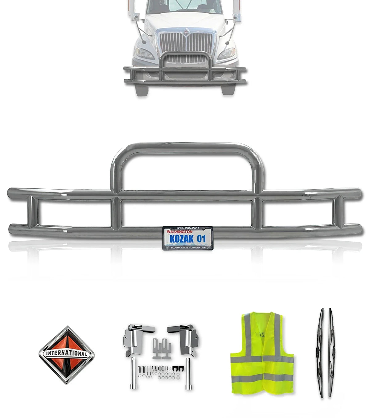 Front Grille Guard Chrome International Prostar