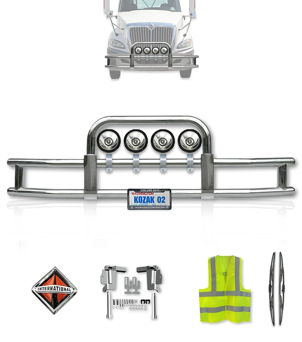 Front Grille Guard Chrome International Prostar