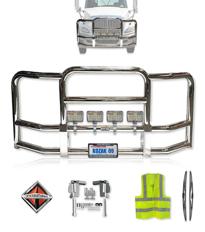 Full Front Grille Guard Chrome International Prostar