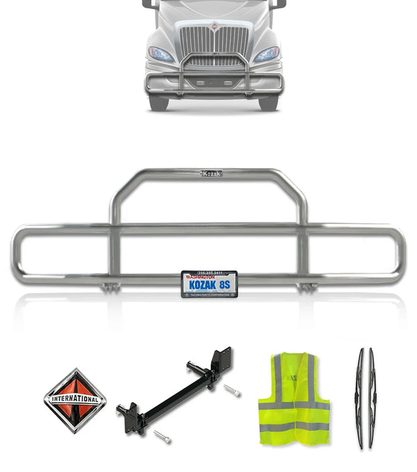 Front Grille Guard Chrome International RH (Plastic Bumper w/ Central Fog)