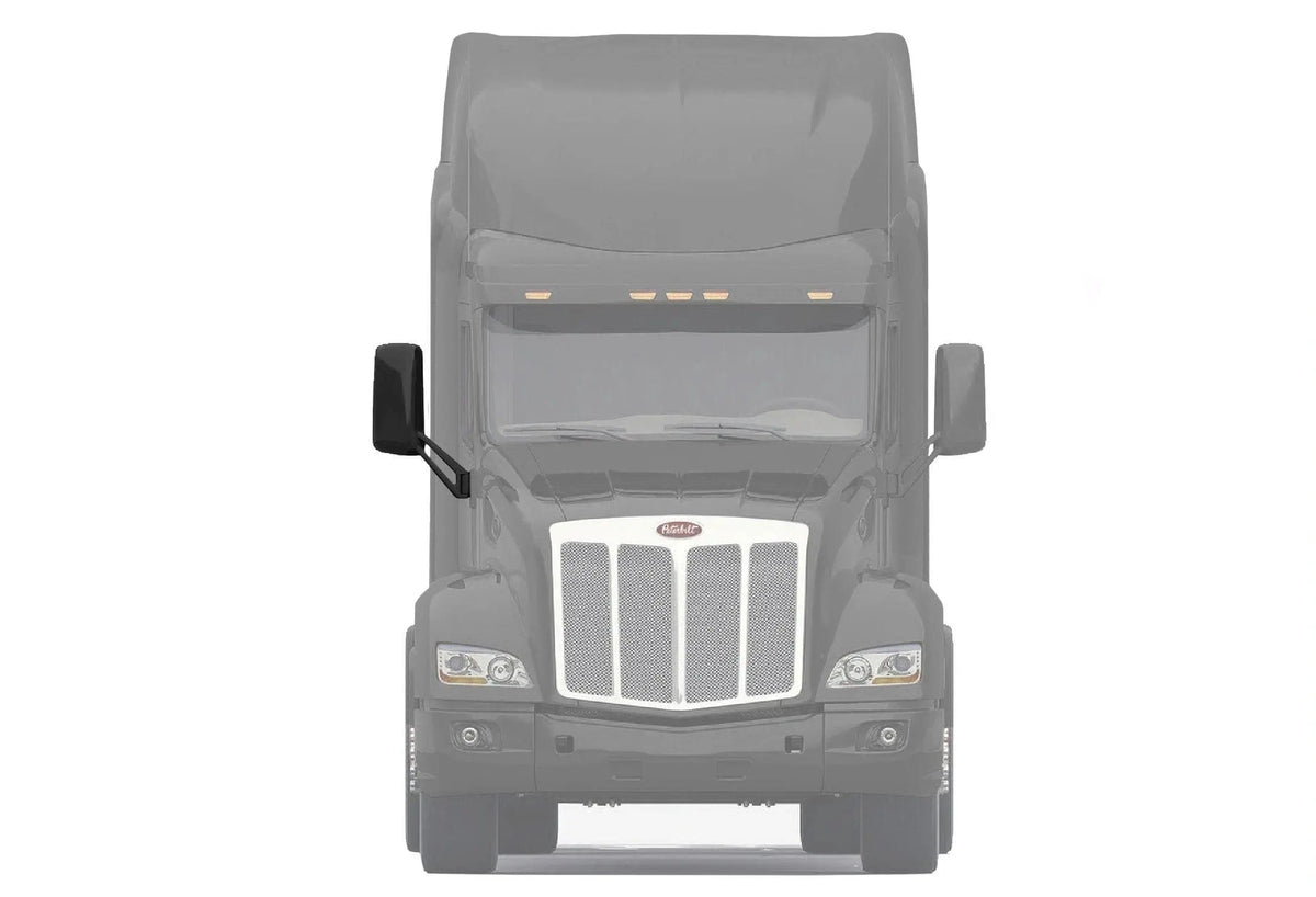 Kozak Black Replacement Door Mirror with Arm Right [Passenger] Side Compatible With Peterbilt 579 Semi Trucks PLUS Logo, Kozak Vest and 2x22 inch Windshield wipers