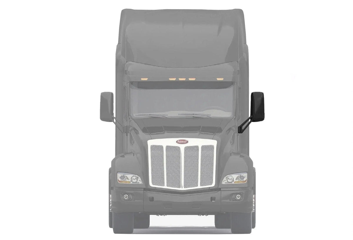 Kozak Black Replacement Door Mirror with Arm Left [Driver] Side Compatible With Peterbilt 579 Semi Trucks PLUS Logo, Kozak Vest and 2x22 inch Windshield wipers