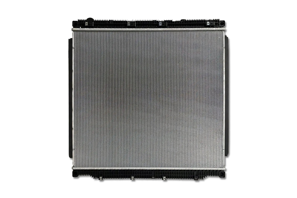 KOZAK Replacement Radiator (TXE1003849D) for Freightliner Cascadia 2017 & Newer, WITHOUT Frame PLUS Freightliner Logo, 2x22" Windshield Wipers, License Plate Frame, 2x Trailer Tail Lights and Vest