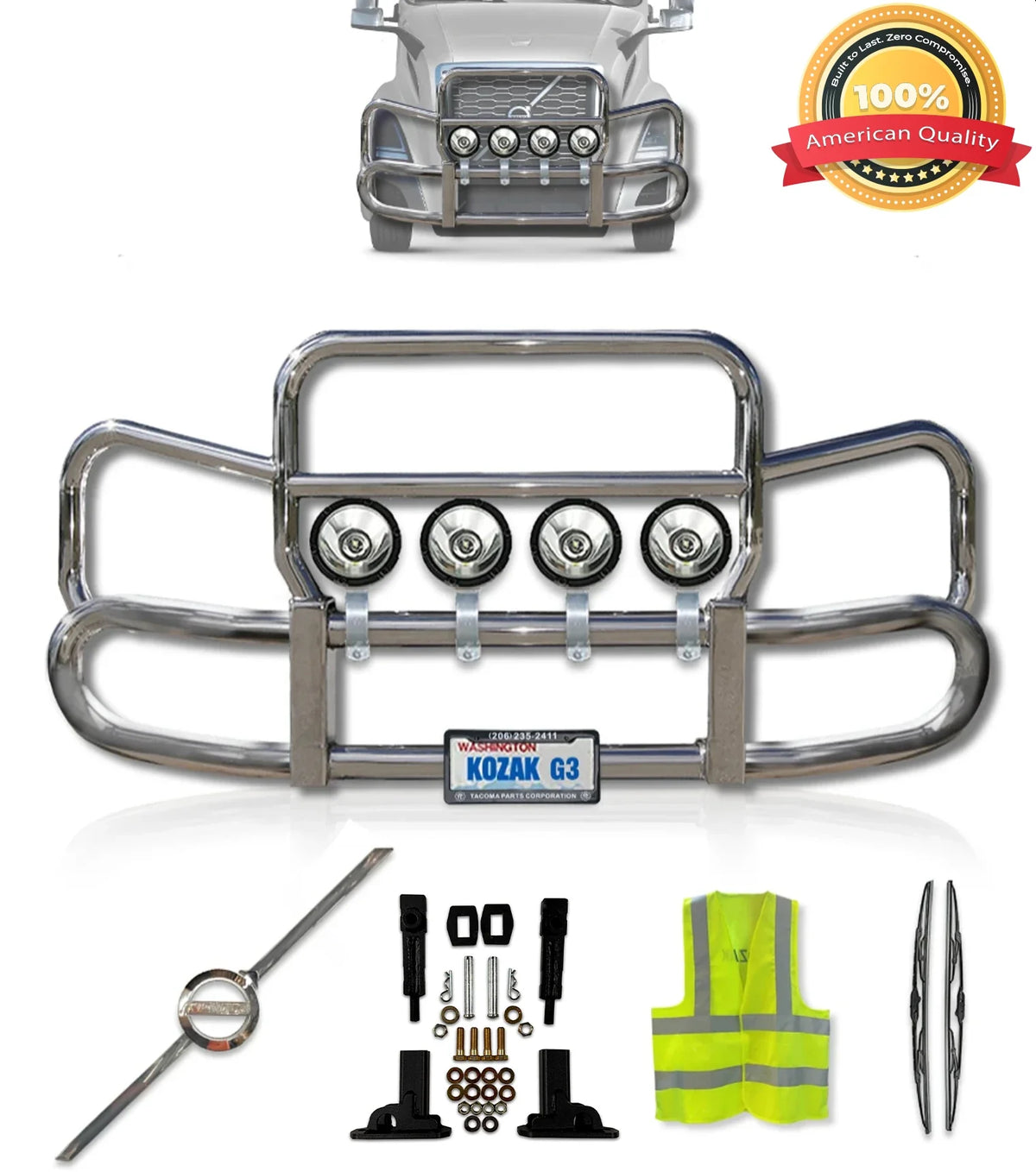 Front Steel Grille Deer Guard Herd 300 2018+ Volvo VNL 760