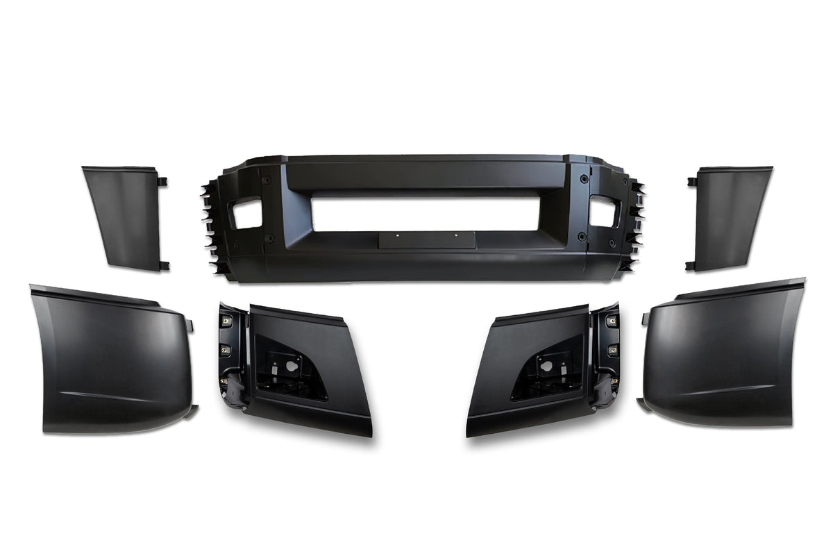 Bumper Set W/ Fog Holes, Chrome Trim & Air Flow Deflector & Brackets 2018+ Volvo VNL VNR